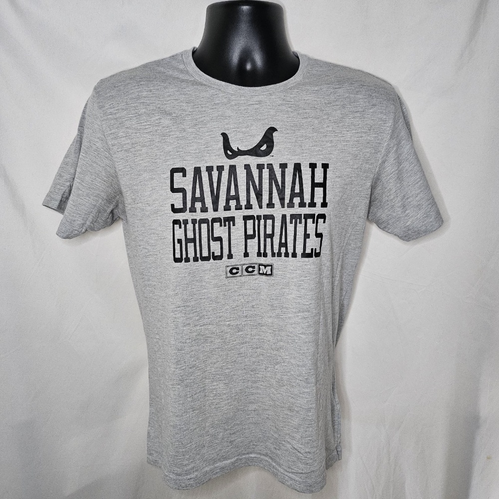 Mens CCM Savannah Ghost Pirates ECHL Ice Hockey Heather Gray Shirt Size S